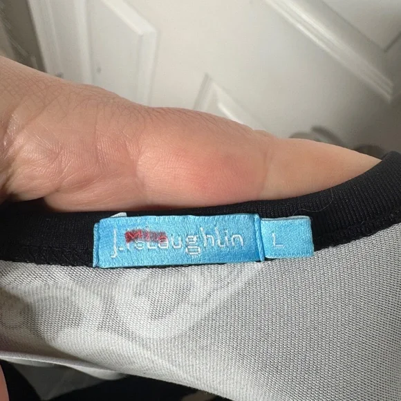 J. MCLAUGHLIN Catalina Chain Link Dress Navy Cream Size L - Picture 3 of 5